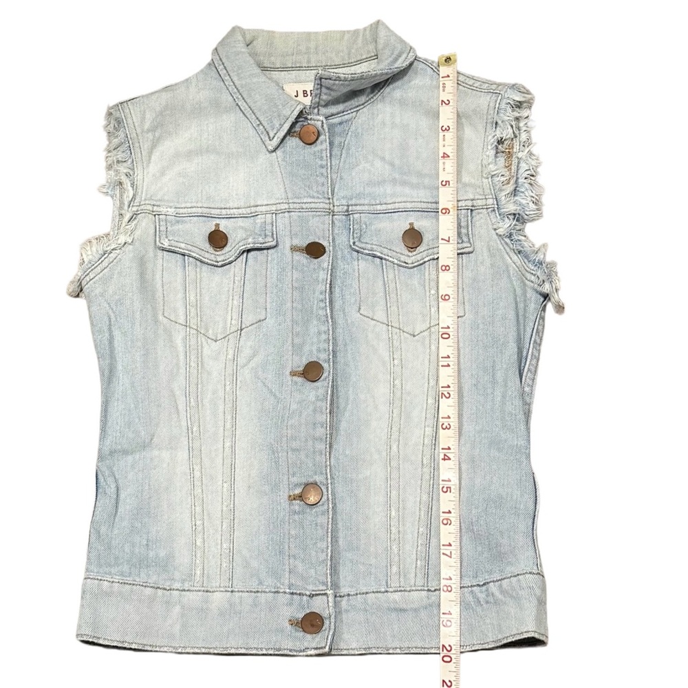 J Brand Sleeveless Denim Vest – Light Wash – Fringe Shoulders - X-Small